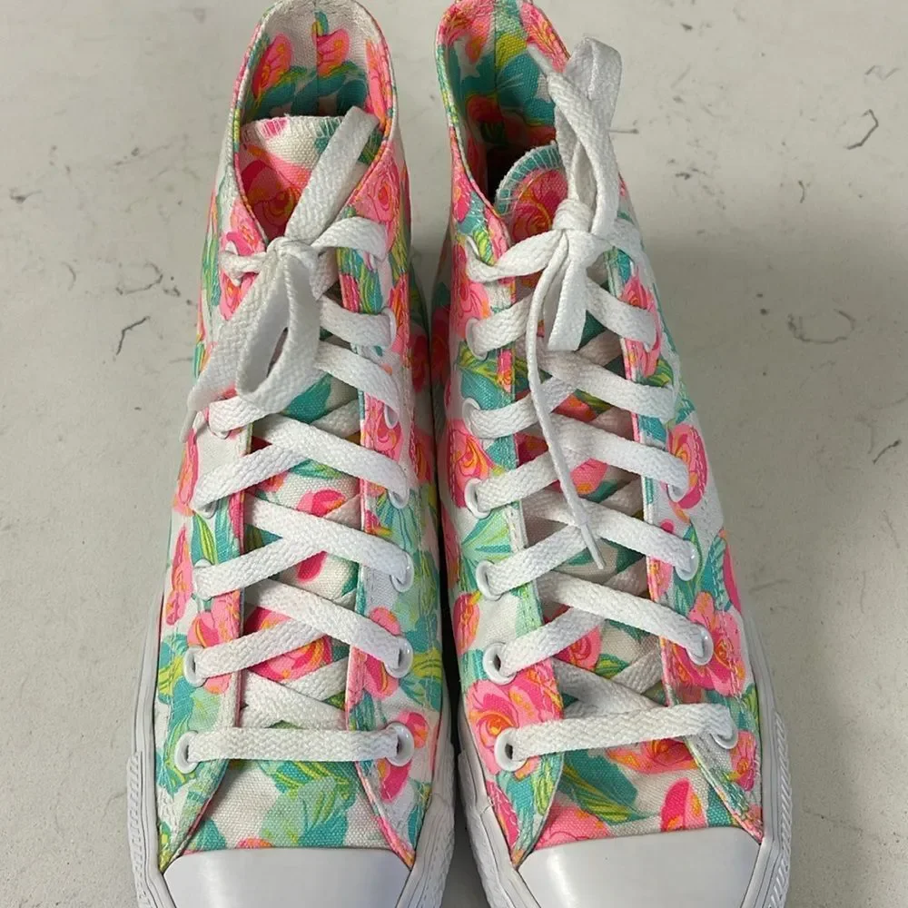 Converse Chuck Taylor All Star Canvas UNISEX HIGH TOP SHOE Neon Floral Rose 8
